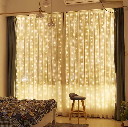 Luces Tipo cortina 3x3 metros navidad calido LED