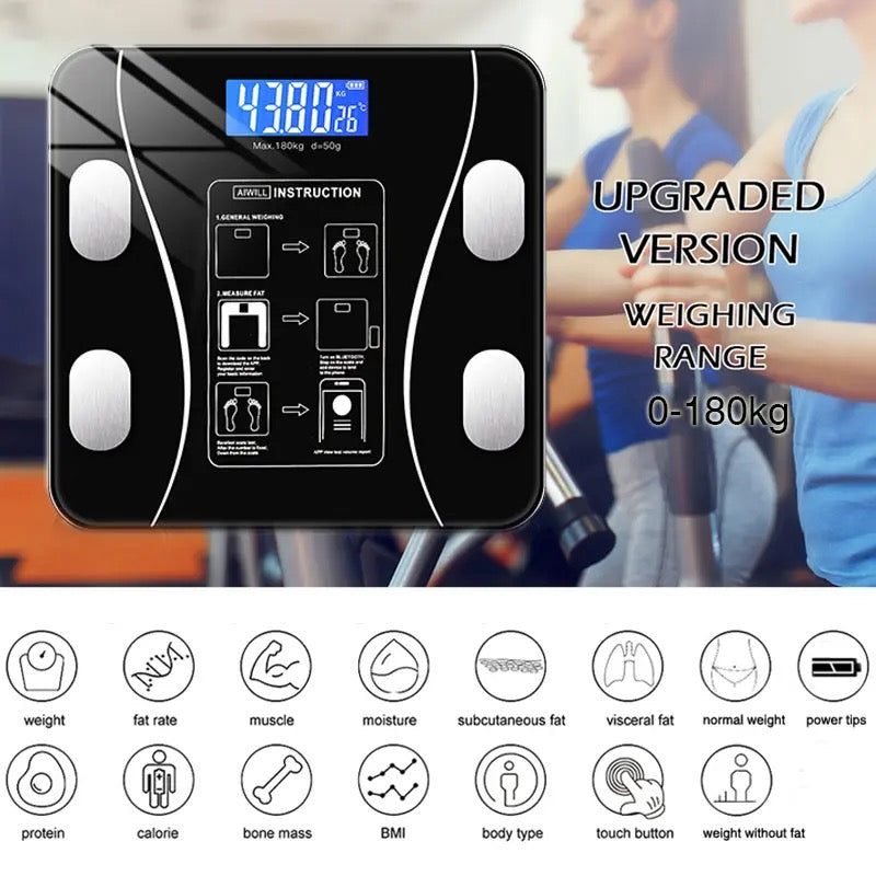 Báscula Digital inalámbrica con Bluetooth para baño, balanza de peso electrónica, Analizador de composición corporal, herramienta de precisión